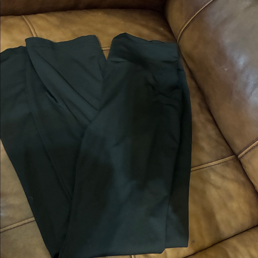 1 pair of black regular leggings and 1 pair of black flare leggings